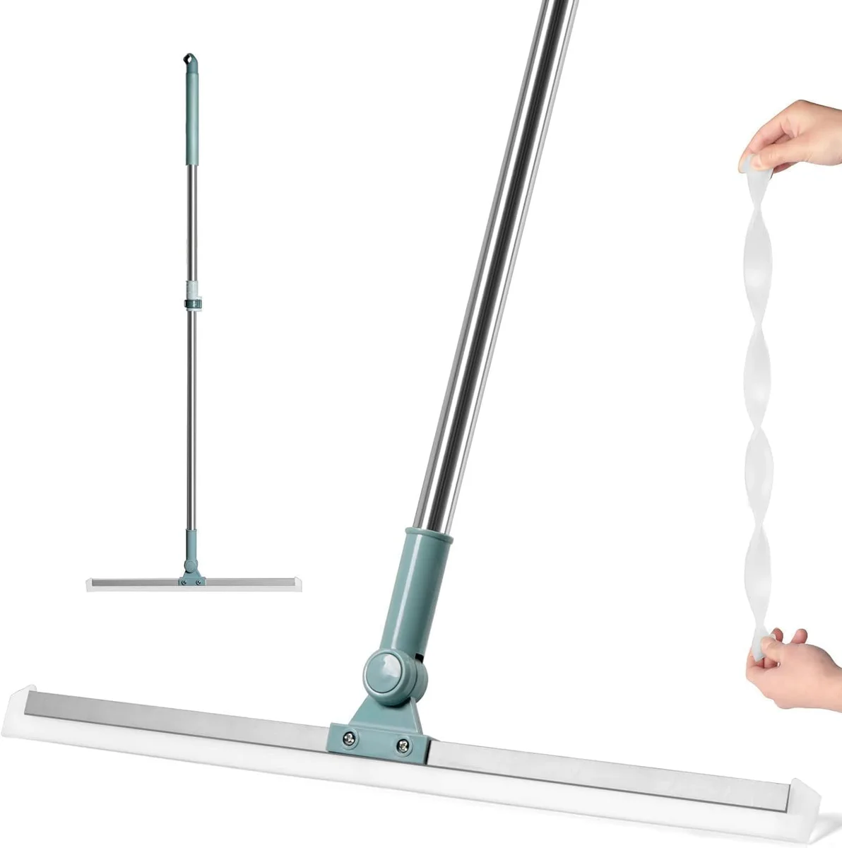 3-in-1 Silicone Magic Broom & Floor Wiper with Long Handle | Squeegee with 126cm Extendable Aluminum Handle | Multipurpose Cleaner for Bathroom, Kitchen, Tiles, Windows & Pet Hair (Pack of 1)