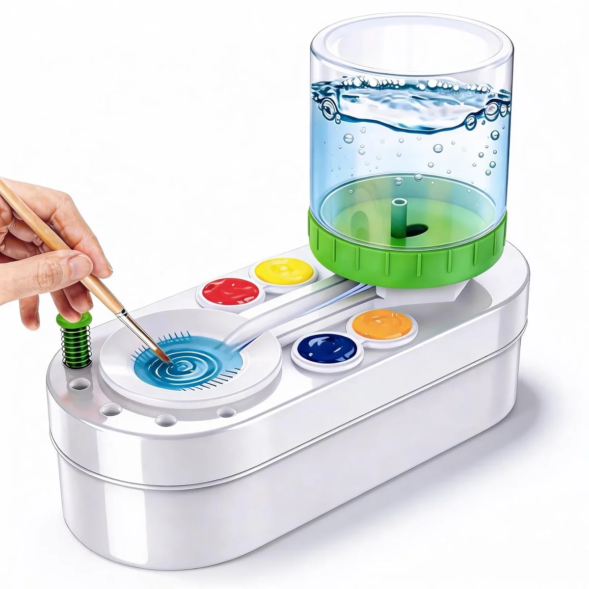 New Automatic Paint Brush Cleaner & Washing with Auto Refill Water System | Reusable Brush Washing Machine for Artists | Useful for Acrylic, Watercolor & DIY Painting (Pack of 1, Random Color)