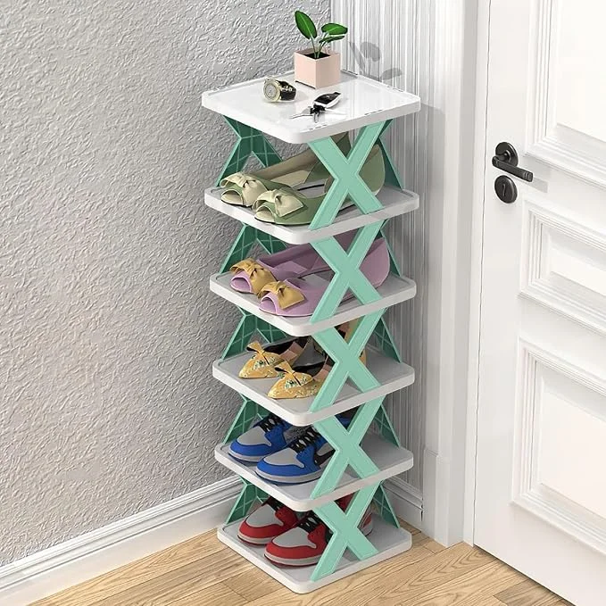 6-Layer Plastic Shoe Rack for Home | Stackable & Adjustable Shoe Organizer Shelf for Entryway, Bedroom & Corner | Space-Saving Multi-Purpose Storage Shelves (Pack of 1)