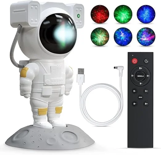 Astronaut Galaxy Projector Lamp | Multicolor LED Star & Nebula Night Light with 360° Rotating Head, Remote Control, 45/90-Min Timer, USB Powered | Tabletop Lamp for Kids’ Bedroom (Pack of 1)