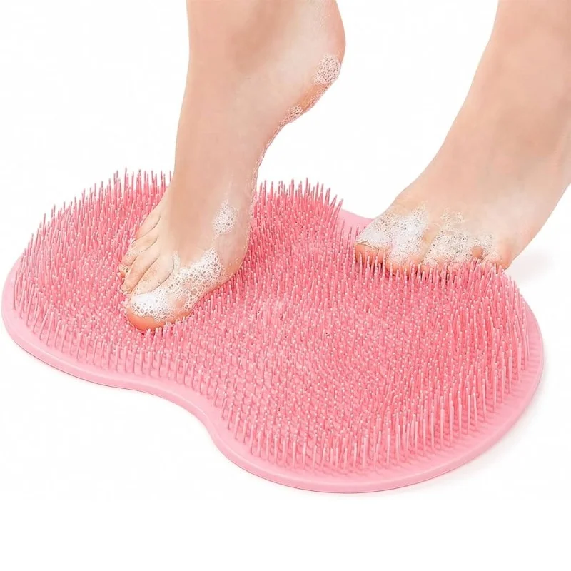 Silicone Shower Foot Scrubber Mat – Hands-Free Foot Cleaning Brush with Soft Flexible Bristles, Non-Slip Design & Gentle Massage Feel for Daily Foot Care (Pack of 1, Random Color)