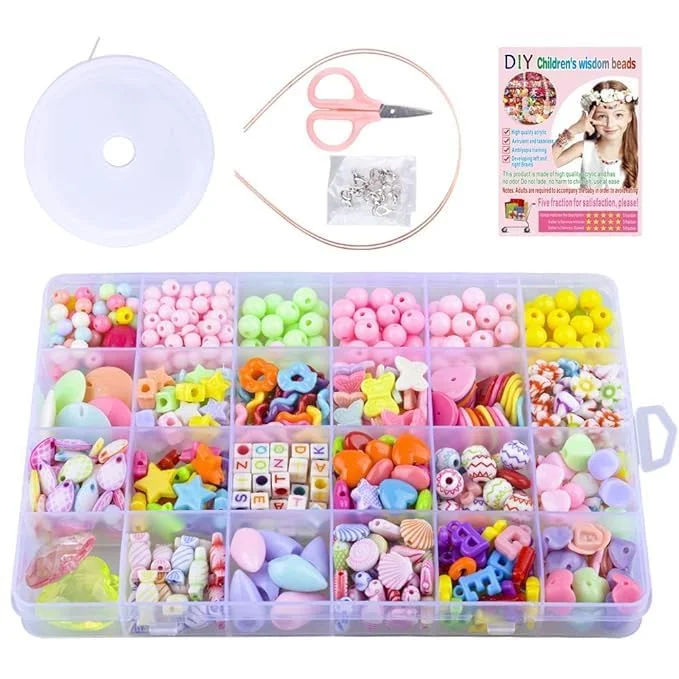 DIY Bracelet Making Kit for Kids | Jewelry Making Craft Set with Colorful Beads for Bracelets, Necklaces, Rings & Hairbands Craft Kits | Creative Arts & Crafts For Gift (Pack of 1)