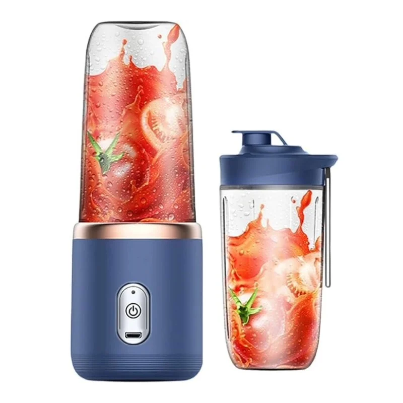 Portable Juicer Blender With Shaker Bottle & Safety Sensor | USB Rechargeable 6-Blade Mini Blender for Fruits, Protein Shakes, Gym & Travel (Pack of 1, Random Color)