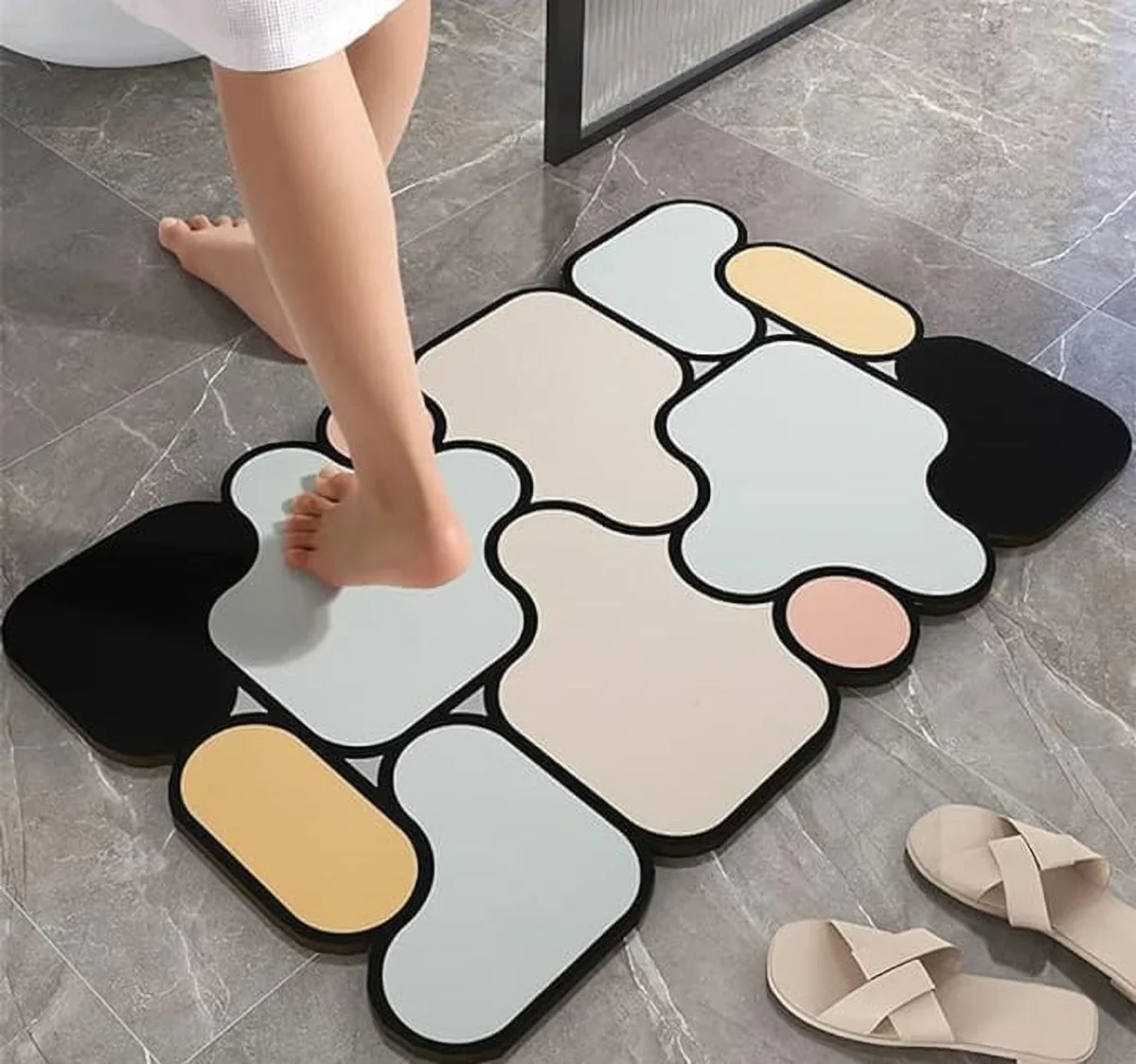 5D Colorful Puzzle Floor Mat โ Non-Slip Rubber Bathroom Mat | Waterproof Soft Anti-Slip Rug for Kitchen, Home, Bath, Entryway & Living Room