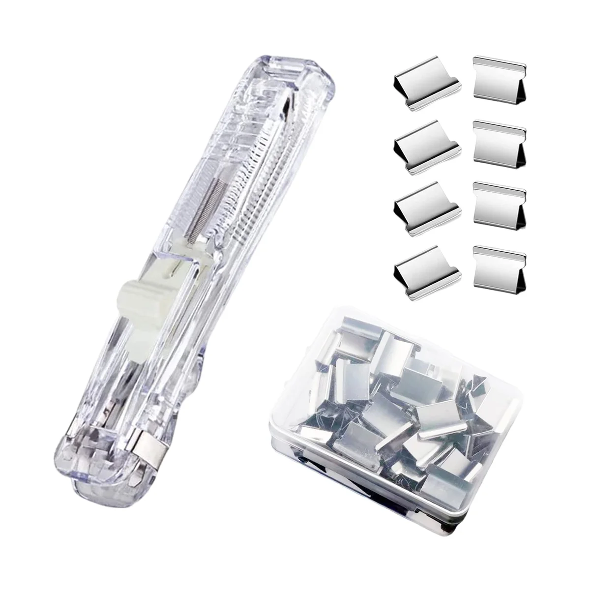 Staple-Free Paper Binding Stapler | Reusable Stainless Steel Clips | 40-Sheet Capacity | Paper Clip Binding Machine for Office, School & Home | Includes 50 Clips (Pack of 1)