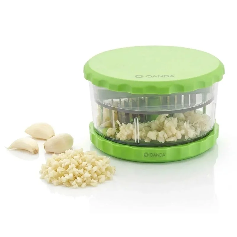 Multi Crusher for Ginger, Garlic, Chilli & Dry Fruits | 20-Blade Stainless Steel Vegetable Chopper with Easy-Roll Design (Pack of 1, Random Color)