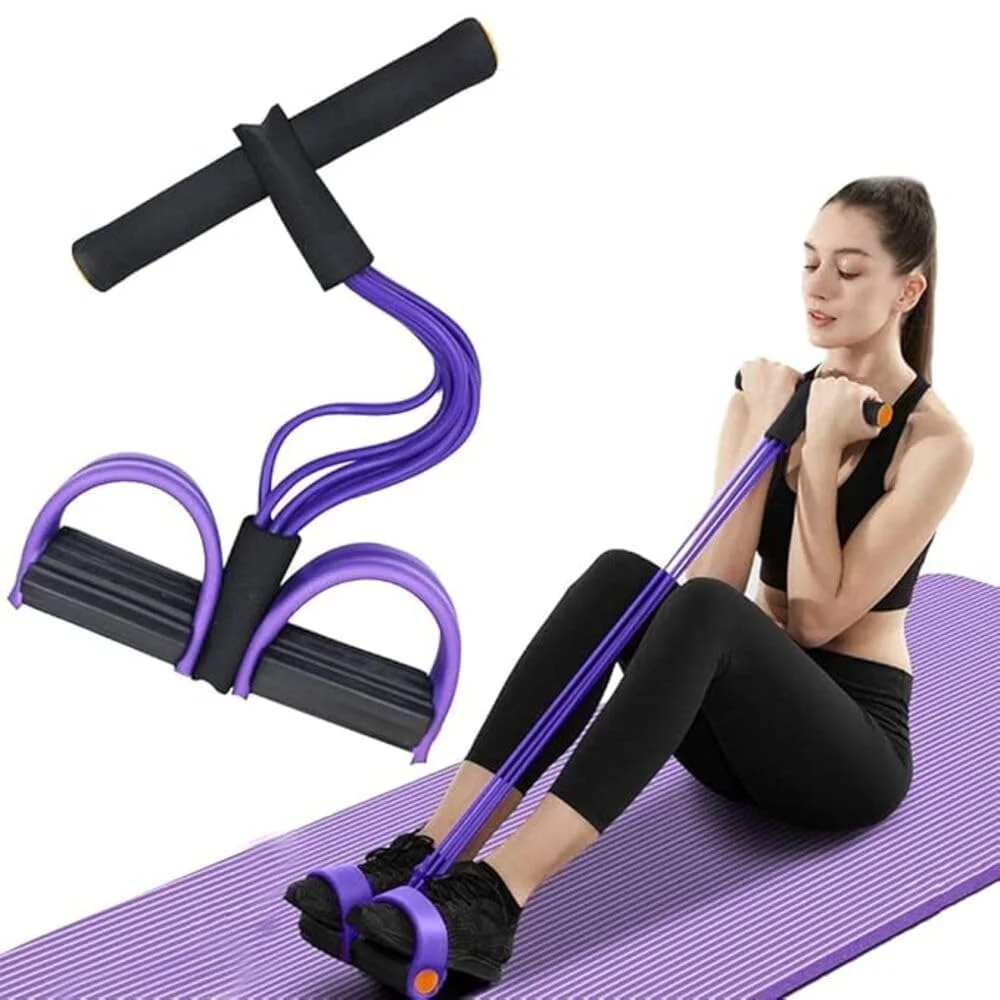 4-Tube Resistance Pedal Body Trimmer – Full-Body Home Workout Exerciser (Random Color) (Pack of 1)
