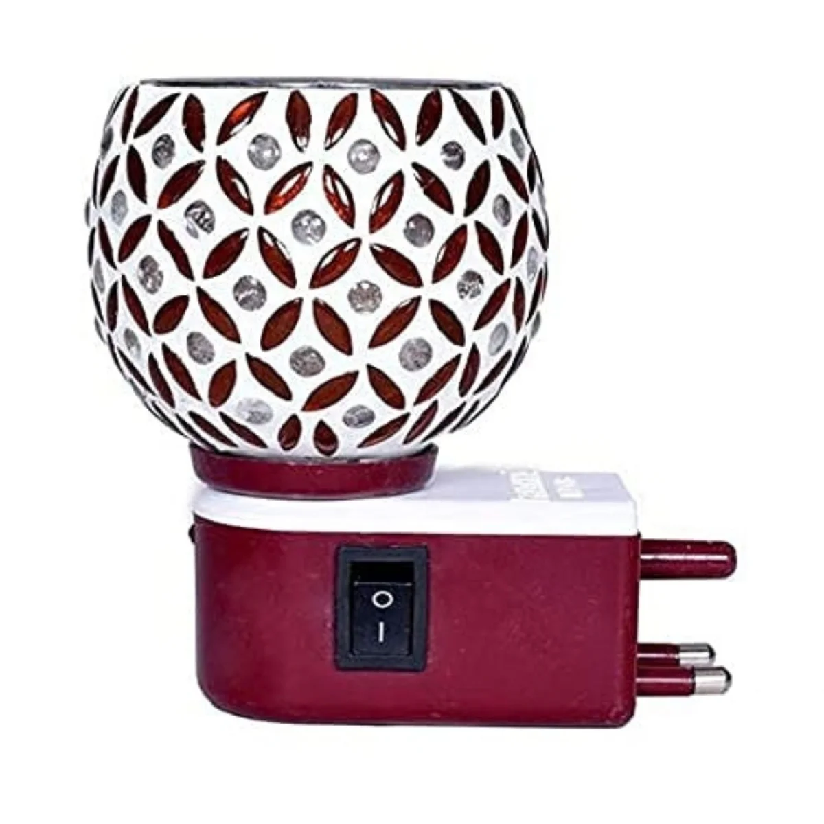 Electric Kapur Dani for Camphor & Essential Oils | Elegant Glass Kapoor Burner | Dual-Mode Lamp and On/Off Switch & Pooja Room Décor (Pack of 1, Random Color & Design)