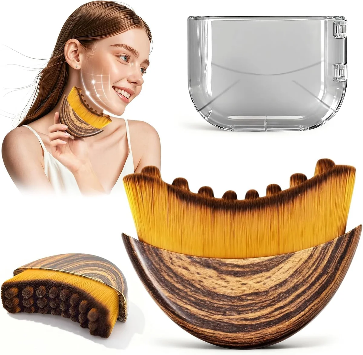 Lymphatic Contour Face Massage Brush | Ultra-Soft Facial Sculpting & Relaxation Brush | Ergonomic Jawline, Cheek, Chin & Neck Massager | Daily Skincare & Self-Care Tool with Travel Case (Pack of 1)