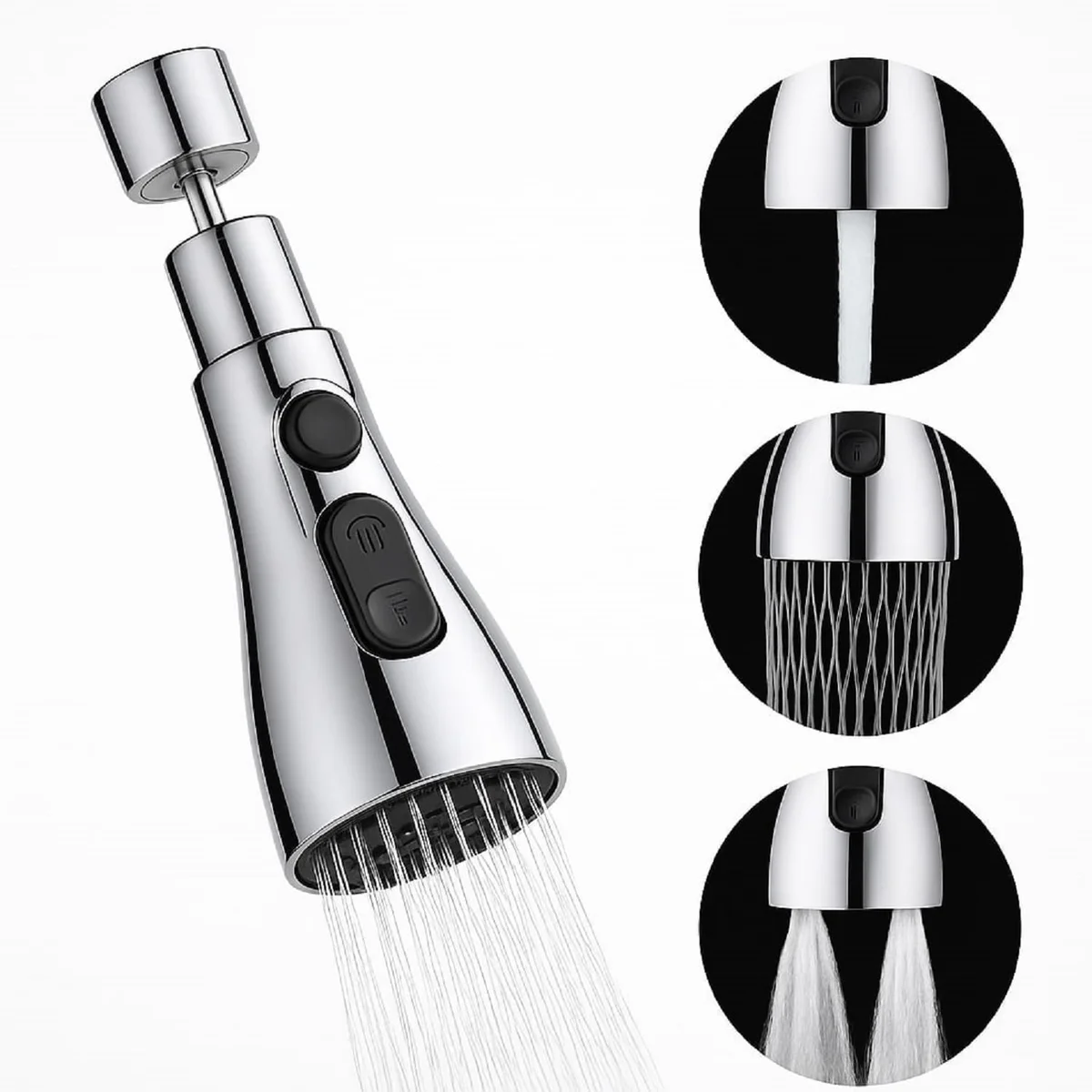 360° Rotating Faucet Tap Extender with 3 Spray Modes | Swivel Sink Nozzle & Water Flow Attachment | Anti-Splash Kitchen Faucet Aerator for Washing, Rinsing & Basin Cleaning (Pack of 1)