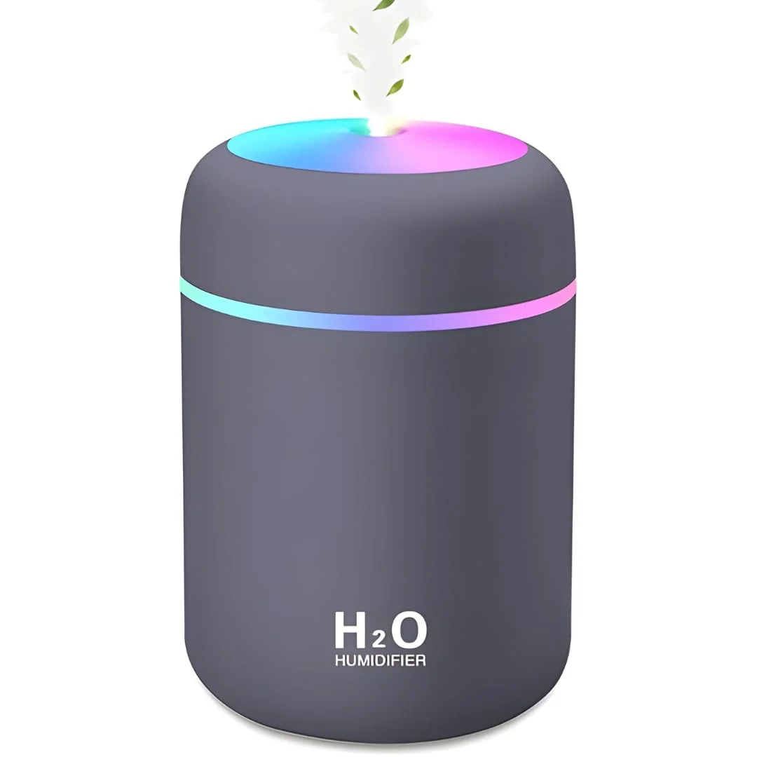 Portable USB Cool Mist Humidifier with 7-Color LED Night Light | Ultra-Quiet Mini Air Humidifier for Bedroom, Office, Car & Home | BPA-Free Design for Sleep & Relaxation (Pack of 1, Random Color)