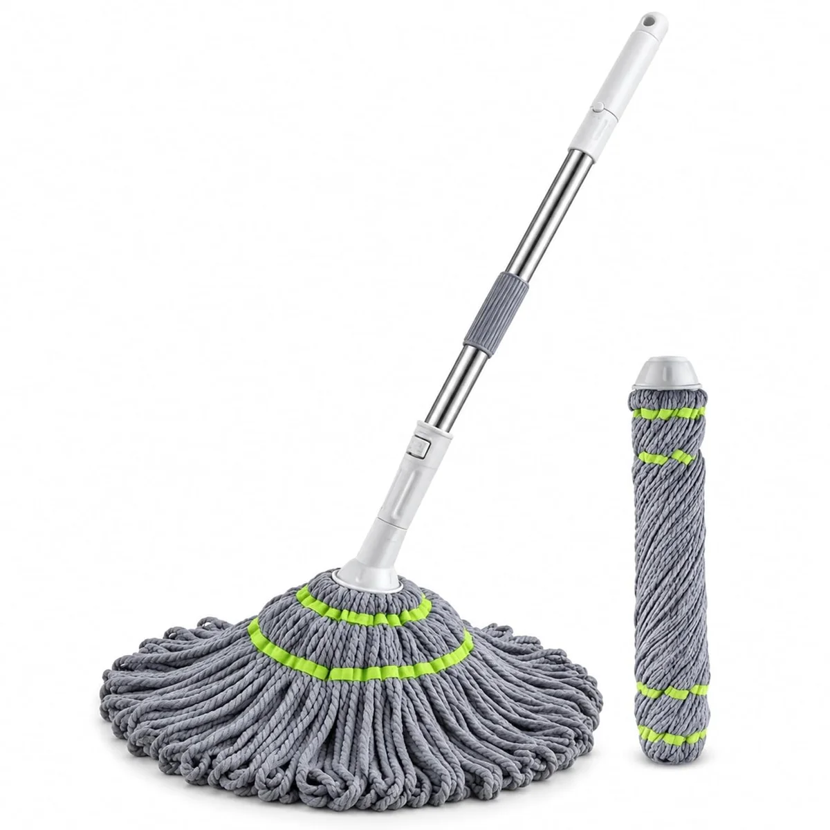 Microfiber Twist Mop for Floor Cleaning | Self-Wringing Squeeze Mop with Stainless Steel Extendable Handle | Washable Mop Head for Cleaning of Tile, Marble, Hardwood & Vinyl Floors (Pack of 1)