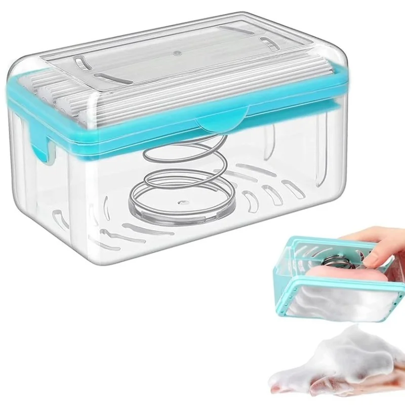 Soap Roller Dispenser Box with Foaming Rollers | Spring-Loaded Soap Holder | Compact Bar Soap Foaming Dispenser for Bathroom, Kitchen and Travel (Pack of 1)