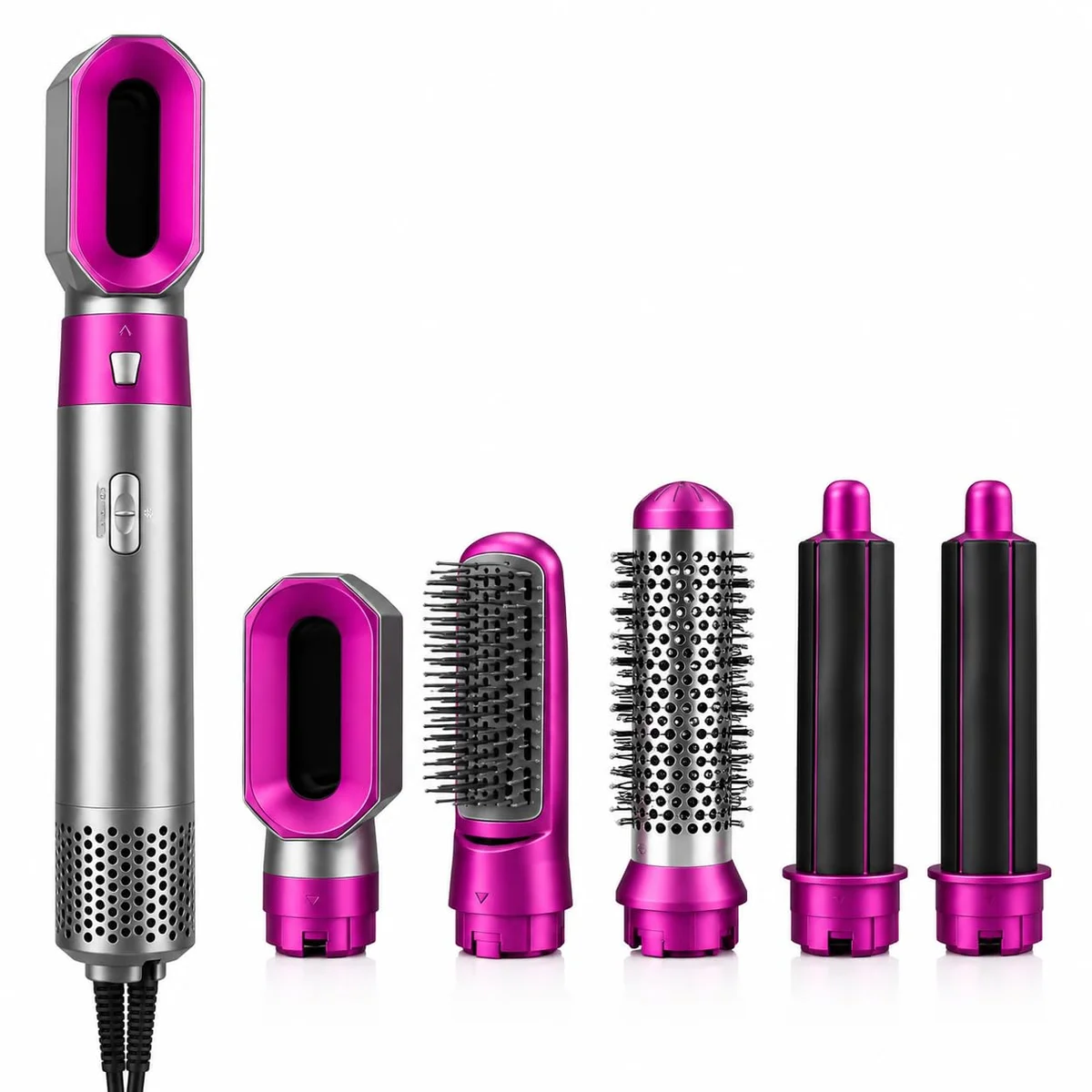 5-in-1 Hot Air Hair Styler Brush – Hair Dryer, Straightener, Curler & Volumizer for Smooth, Frizz-Free Salon-Style Results (Pack of 1)