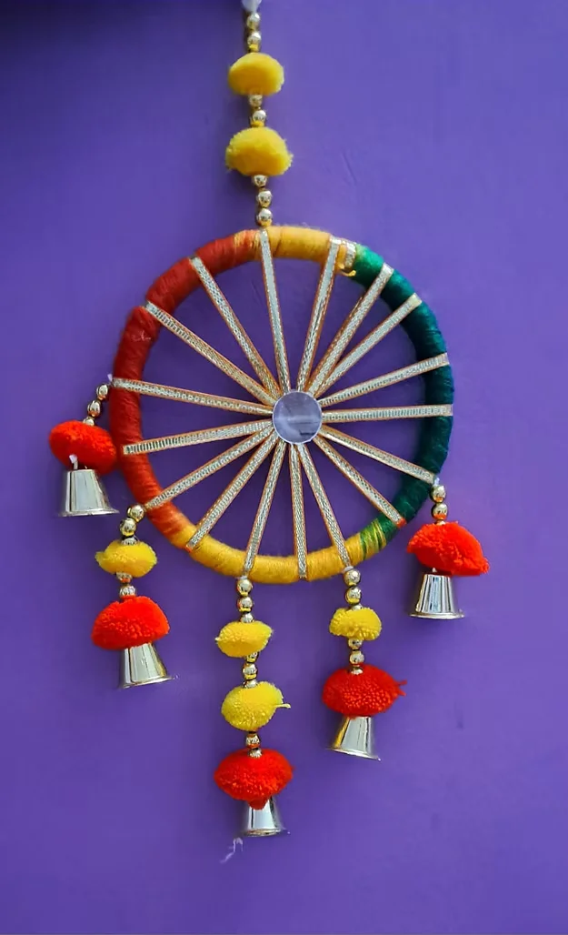 Handmade Multicolor Pom Pom Toran – Traditional Door Hanging (Set Of 4) 3