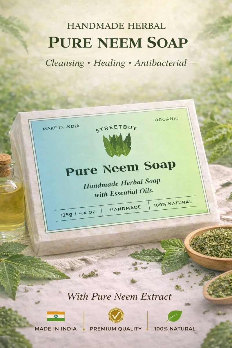 Streetbuy Handmade Neem Soap | Naturally Crafted for Everyday Care | 125g | Pack Of 3