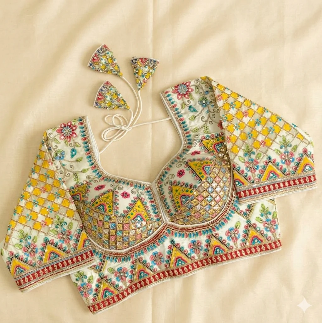 Ivory Iris Vibrant Embroidered Blouse