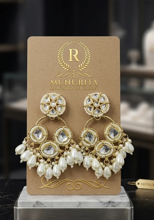Premium Quality White Colour Stone Earrings