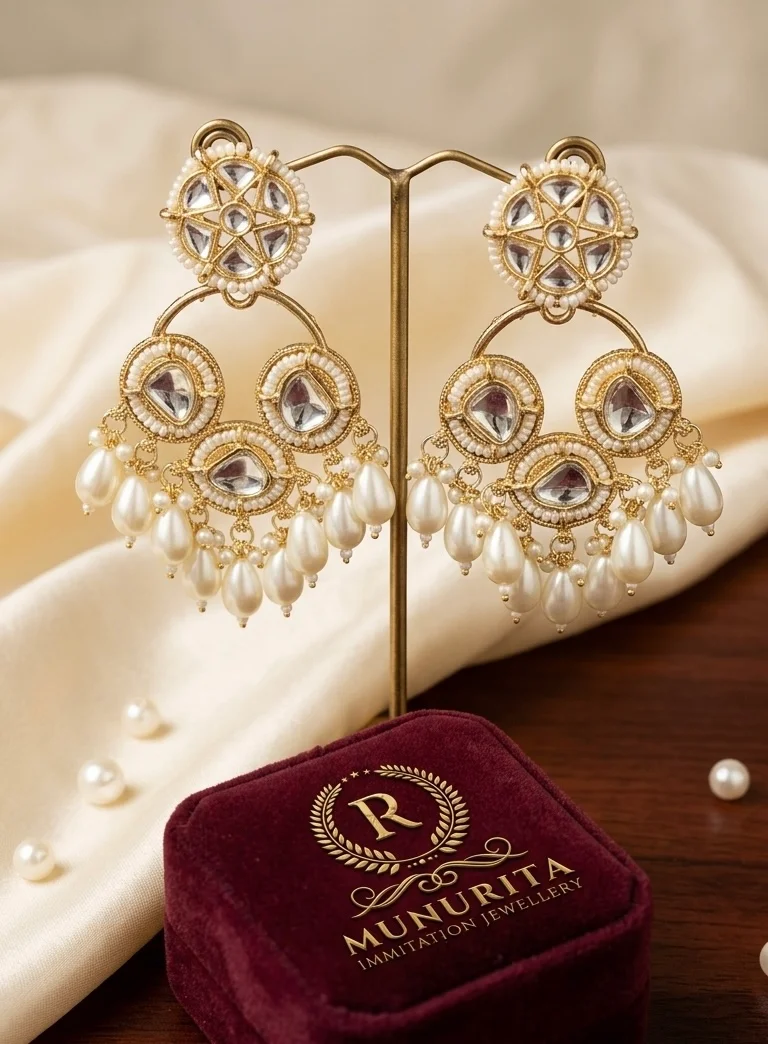 Premium Quality White Colour Stone Earrings 2
