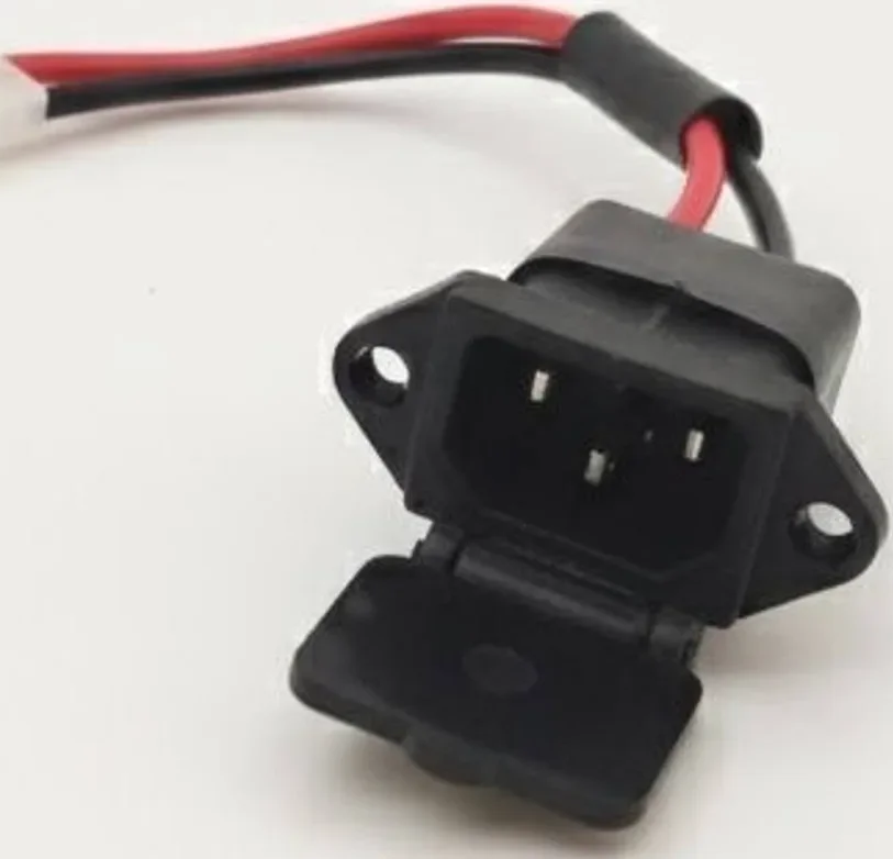 Universal 3-Pin EV Charging Socket with Protective Cap and Wiring for Electric Scooters, Bikes, and E-Rickshaws