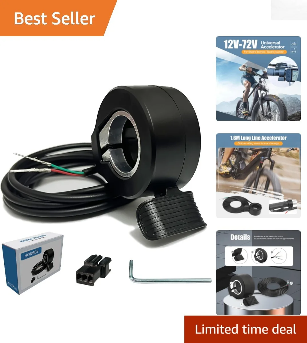 Universal Thumb Throttle / Accelerator (12V-72V) for E-Bike and Scooter