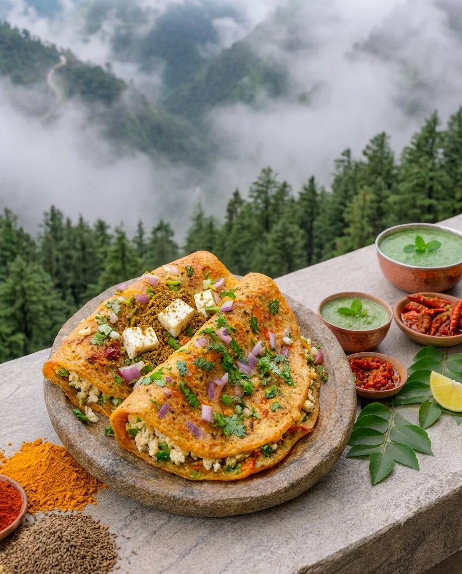 Besan Chilla (topped with Paneer) 2