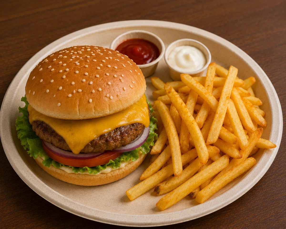 Cheese Burger + Fries (plain)