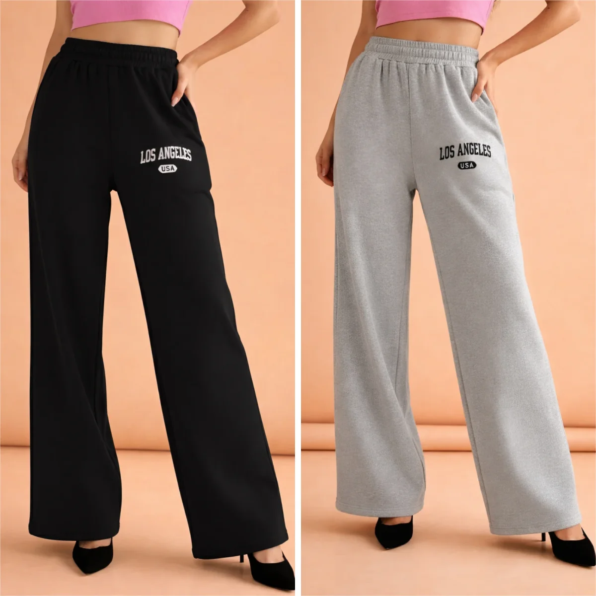 Trendy Women’s Ultra-Soft Wide-Leg Streetwear Joggers with Drawstring Waist