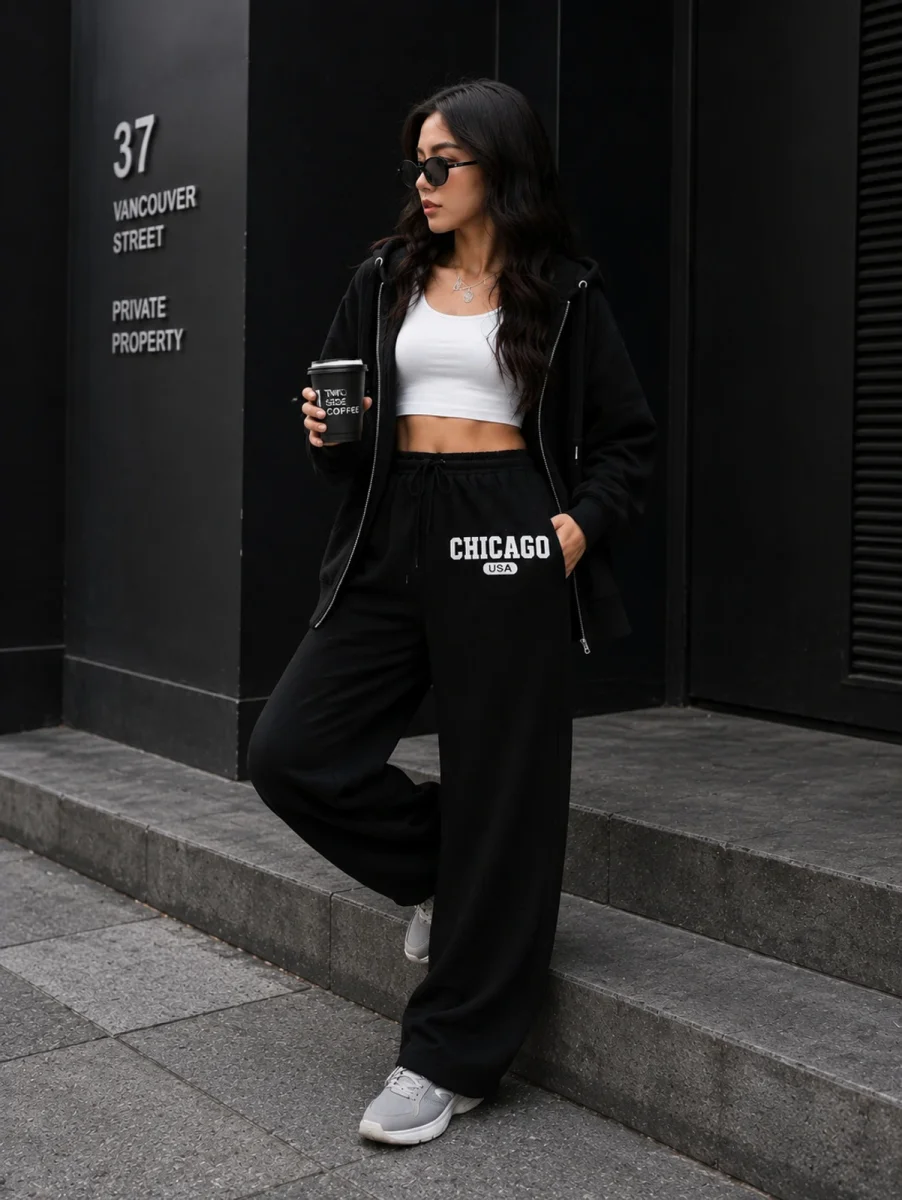 Women relaxed fit joggers | Women’s Ultra-Soft Wide-Leg Streetwear Joggers with Drawstring Waist