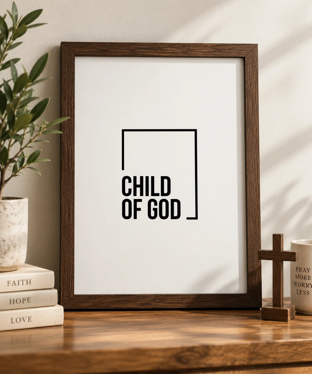 Child of God | Minimalist A4 Wooden Christian Wall Art Frame