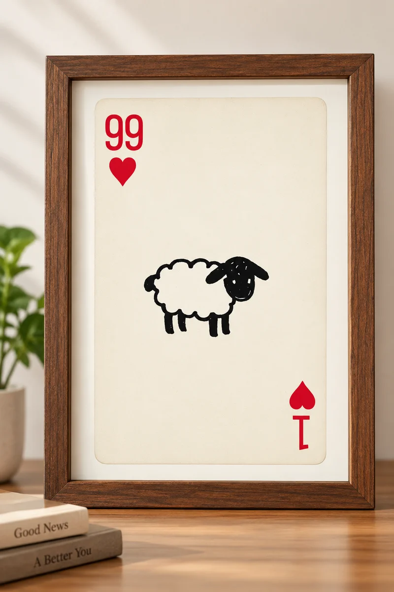 99 Hearts – The Lost Sheep | A4 Wooden Christian Wall Frame
