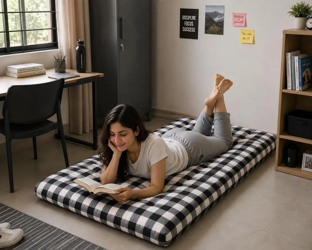 Cotton Filled Single Bed Mattress, Soft & Comfortable Foldable Gadda/Quilt for Home, Hostel & Guest Room, Lightweight Single Mattress for Sleeping, 3 x 6 Feet (72 x 36 Inches) 5