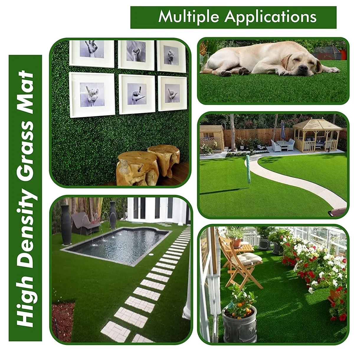 Artificial Green Grass Carpet | High Density Premium Lawn Turf | Indoor & Outdoor Use | Washable, Dust & Waterproof Mats | Skin Friendly 5