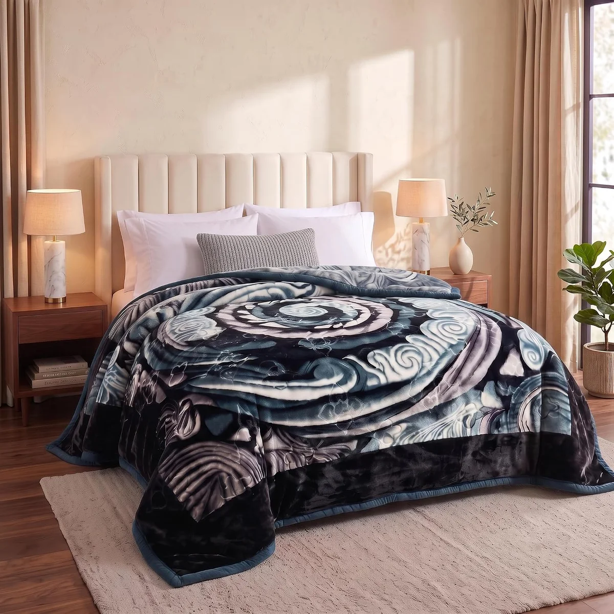 Embosed Super Soft Cloudy Printed Single Bed Blanket for Heavy Winter, Single Ply Mink Blanket King Size (Multicolour Beige Brown & Green, Pack of 1)| TC - 400 4