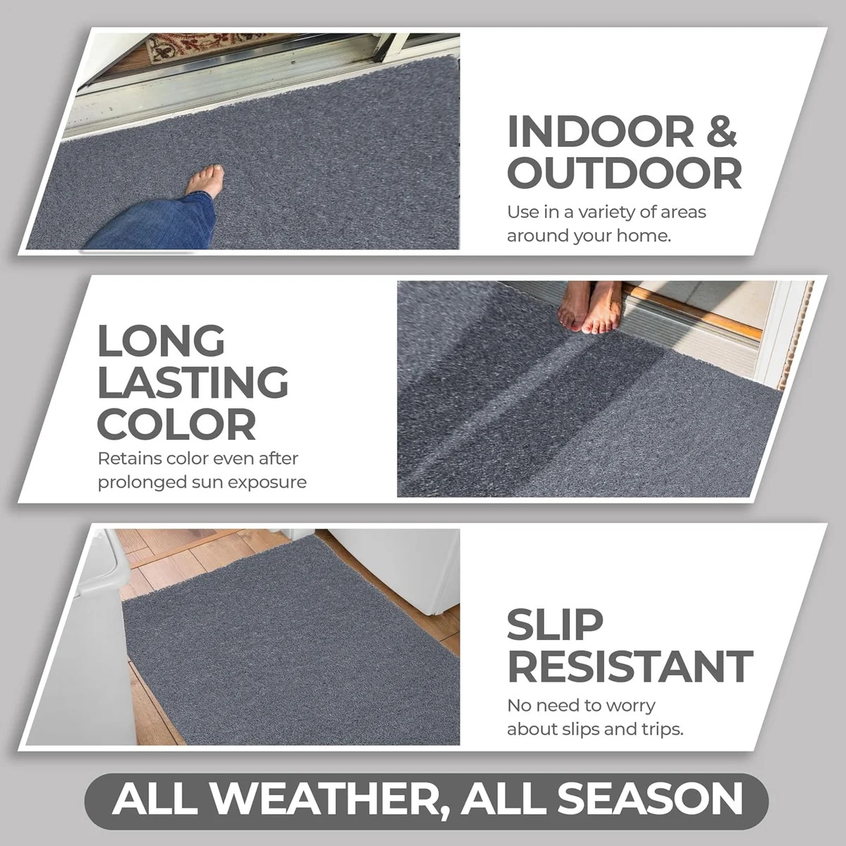 Eco Non Slip PVC Door Mats for Home Entrance, Mat for Living Room, Kitchen Floor, Sink, Outdoor, Indoor, Bathroom, 12 mm Thick Waterproof Doormat/Runner/Rug, 4x6ft, Rectangle, Grey 2