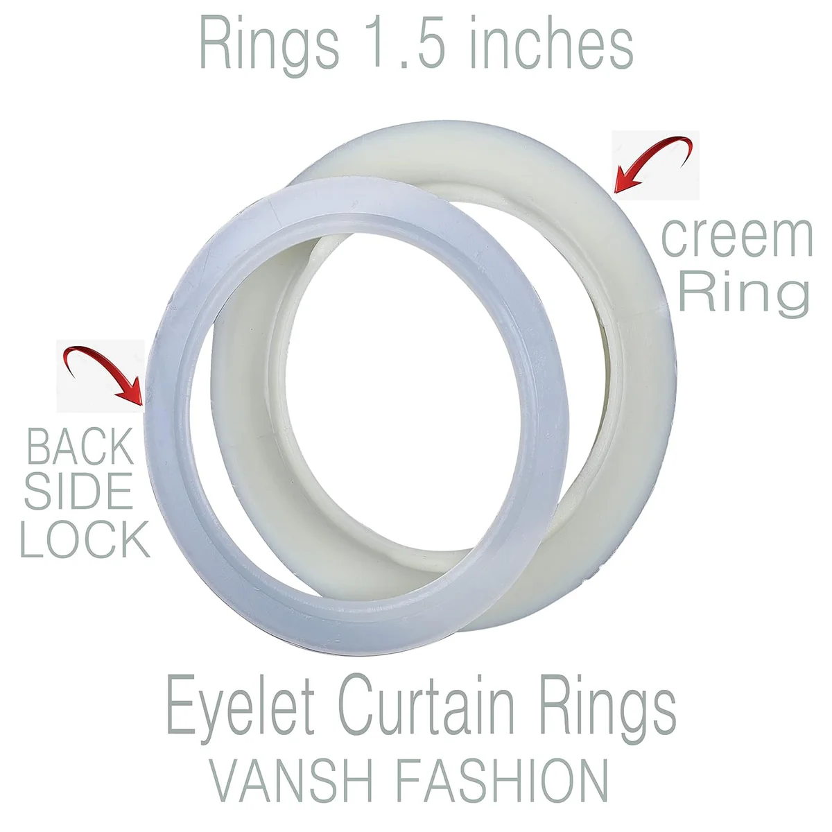 Plastic Eyelet Rings With Lock for Windows and Door Curtains, Pack of 100 (Cream) 3