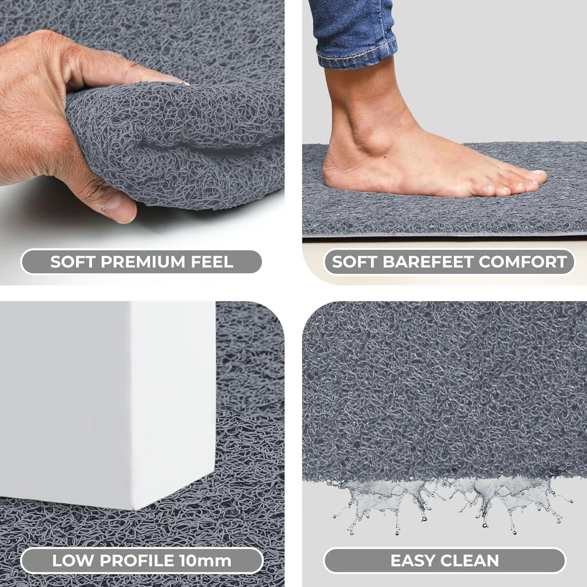 Eco Non Slip PVC Door Mats for Home Entrance, Mat for Living Room, Kitchen Floor, Sink, Outdoor, Indoor, Bathroom, 12 mm Thick Waterproof Doormat/Runner/Rug, 4x6ft, Rectangle, Grey 3