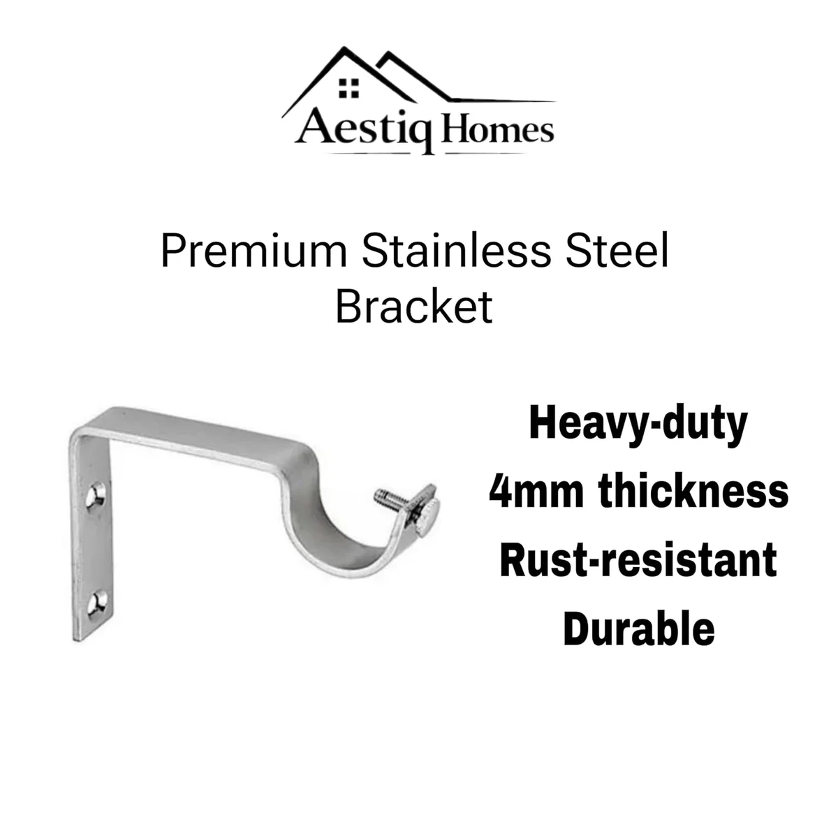 Stainless Steel Curtain Support/Rod Brackets/Clamps Holders for Curtain Rod Support Bracket Heavy Duty (Pack of 2) 2