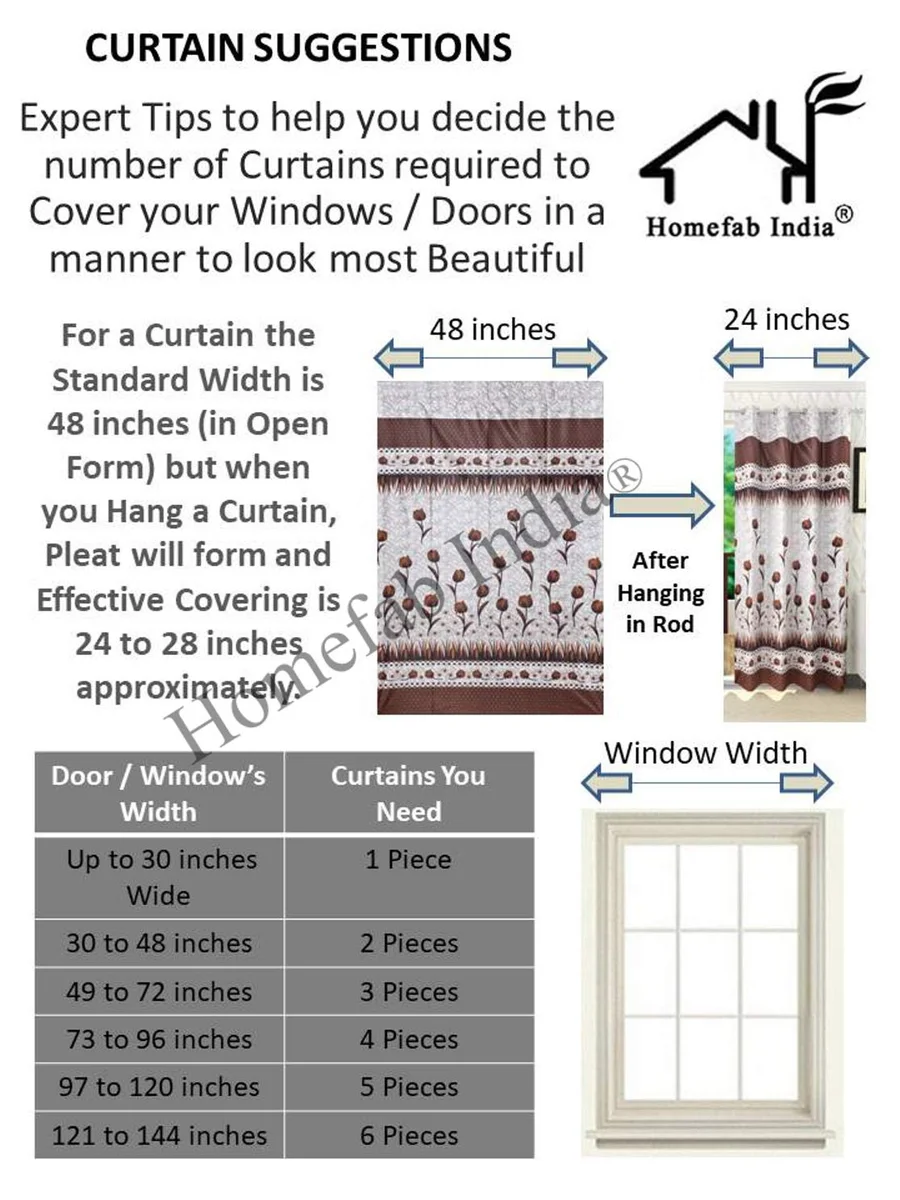 Homefab India Pack of 2 Royal Silky Cream Door Curtains with Stainless Steel Eyelets - 7 feet 5