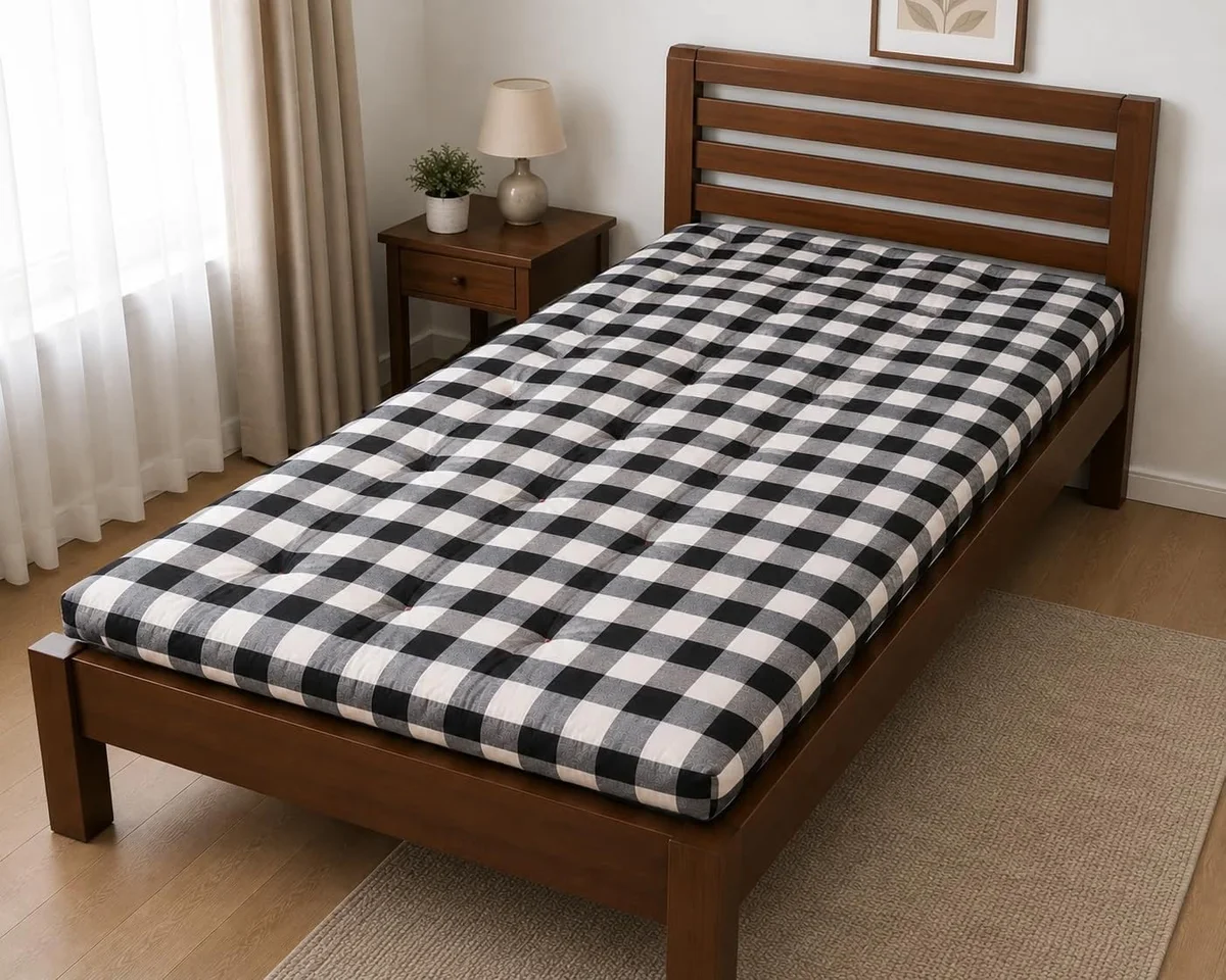 Cotton Filled Single Bed Mattress, Soft & Comfortable Foldable Gadda/Quilt for Home, Hostel & Guest Room, Lightweight Single Mattress for Sleeping, 3 x 6 Feet (72 x 36 Inches) 2