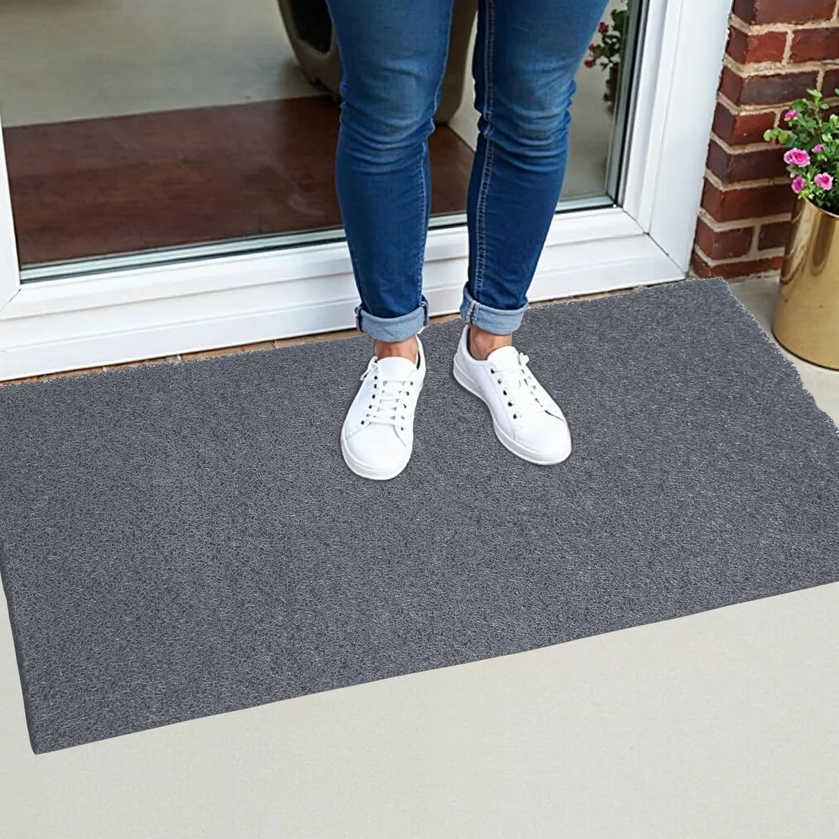 Eco Non Slip PVC Door Mats for Home Entrance, Mat for Living Room, Kitchen Floor, Sink, Outdoor, Indoor, Bathroom, 12 mm Thick Waterproof Doormat/Runner/Rug, 4x6ft, Rectangle, Grey 7