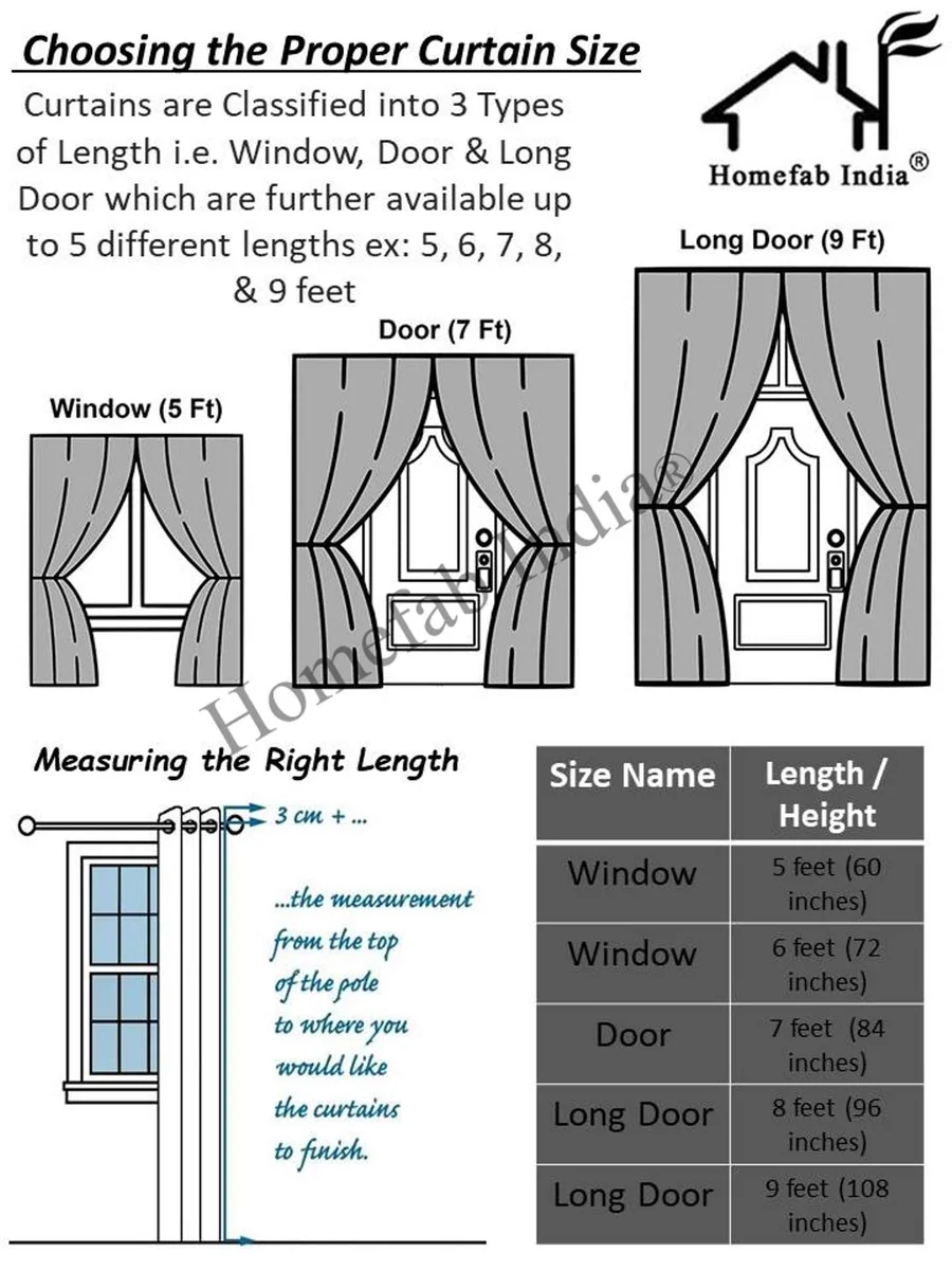 Homefab India Pack of 2 Royal Silky Cream Door Curtains with Stainless Steel Eyelets - 7 feet 4