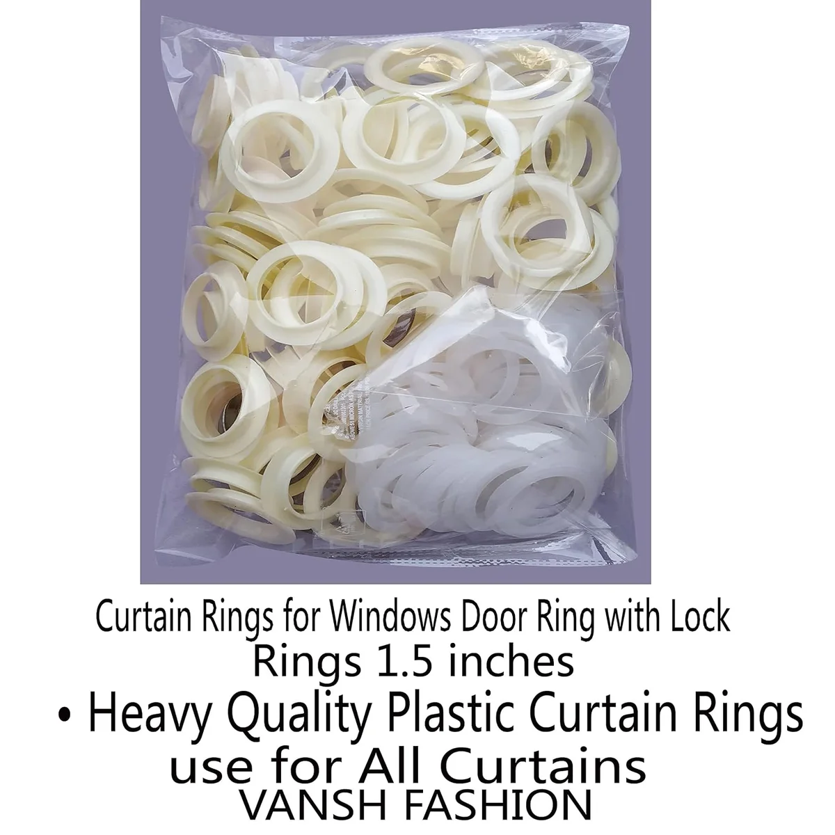 Plastic Eyelet Rings With Lock for Windows and Door Curtains, Pack of 100 (Cream) 5