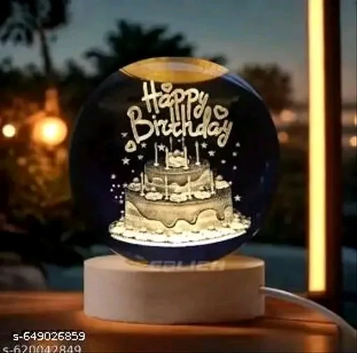 Crystal Ball Birthday Gift with LED Wooden Base
