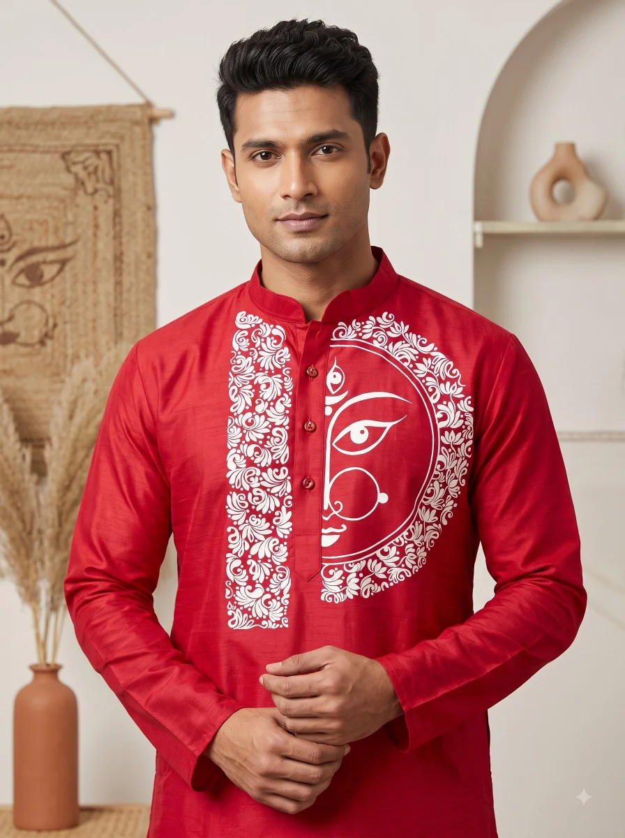WB Craft Pure Cotton Hand-Painted men's Punjabi