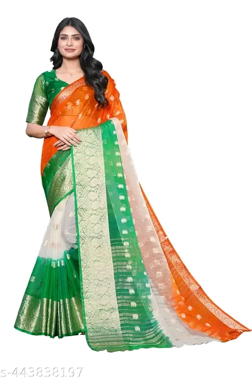 ORGANZA TIRANGA SAREE FOR WOMAN, INDEPENDENCE DAY SPECIAL SAREE,