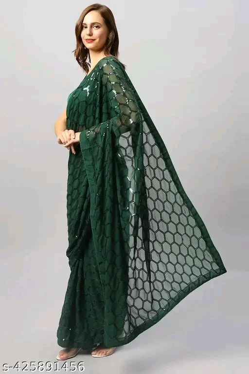 New Sequince Georgette Designer Saree For Women