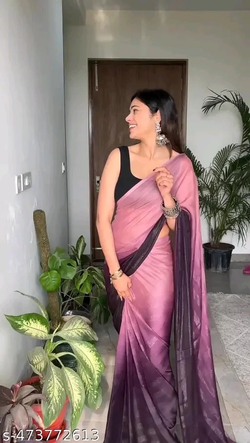 Ready to Wear One Minut Shimmer  Zari Line Chiffon Saree