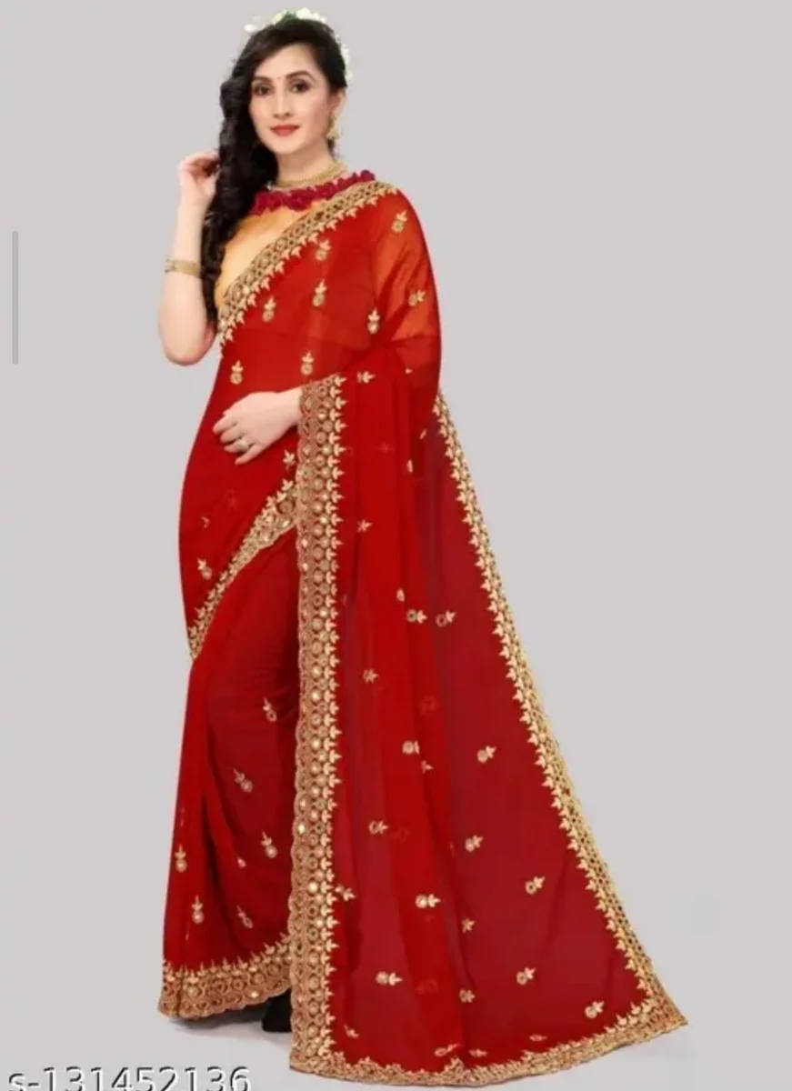 Cutwork mirror Saree