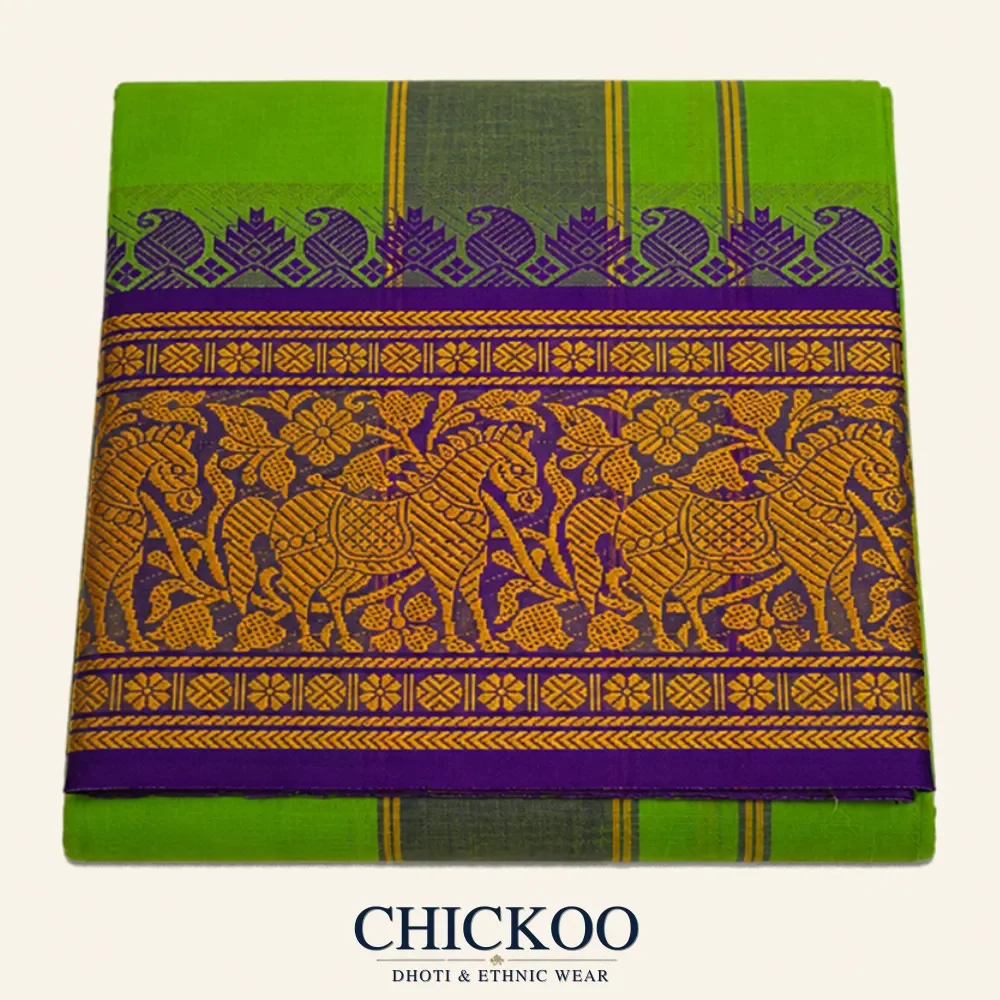 Parrot Green Colour dhoti 8 inch